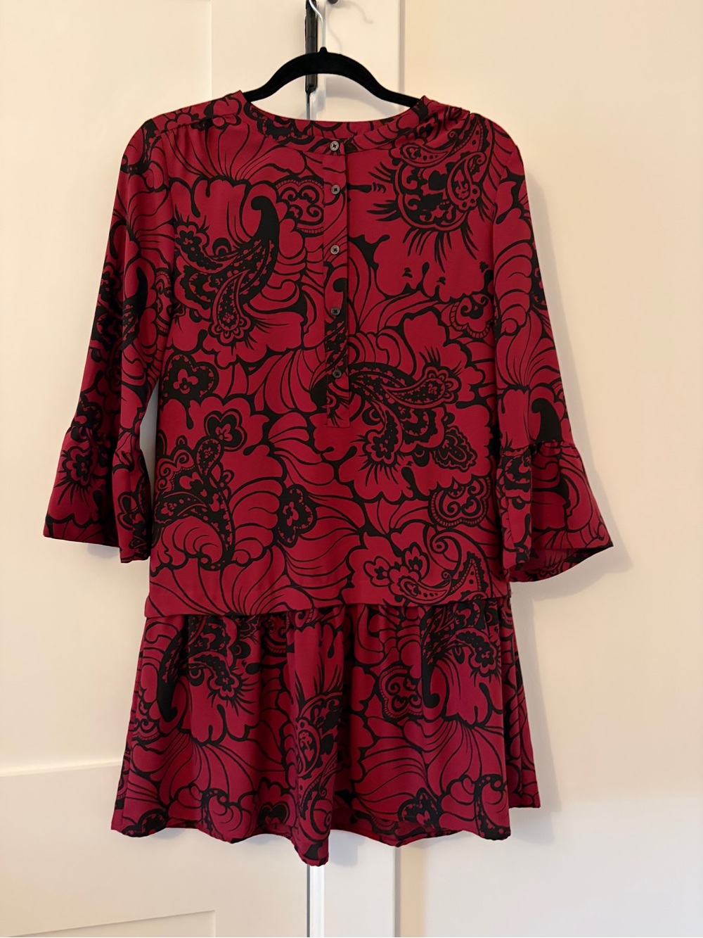 Loft Burgundy Floral Print Dress